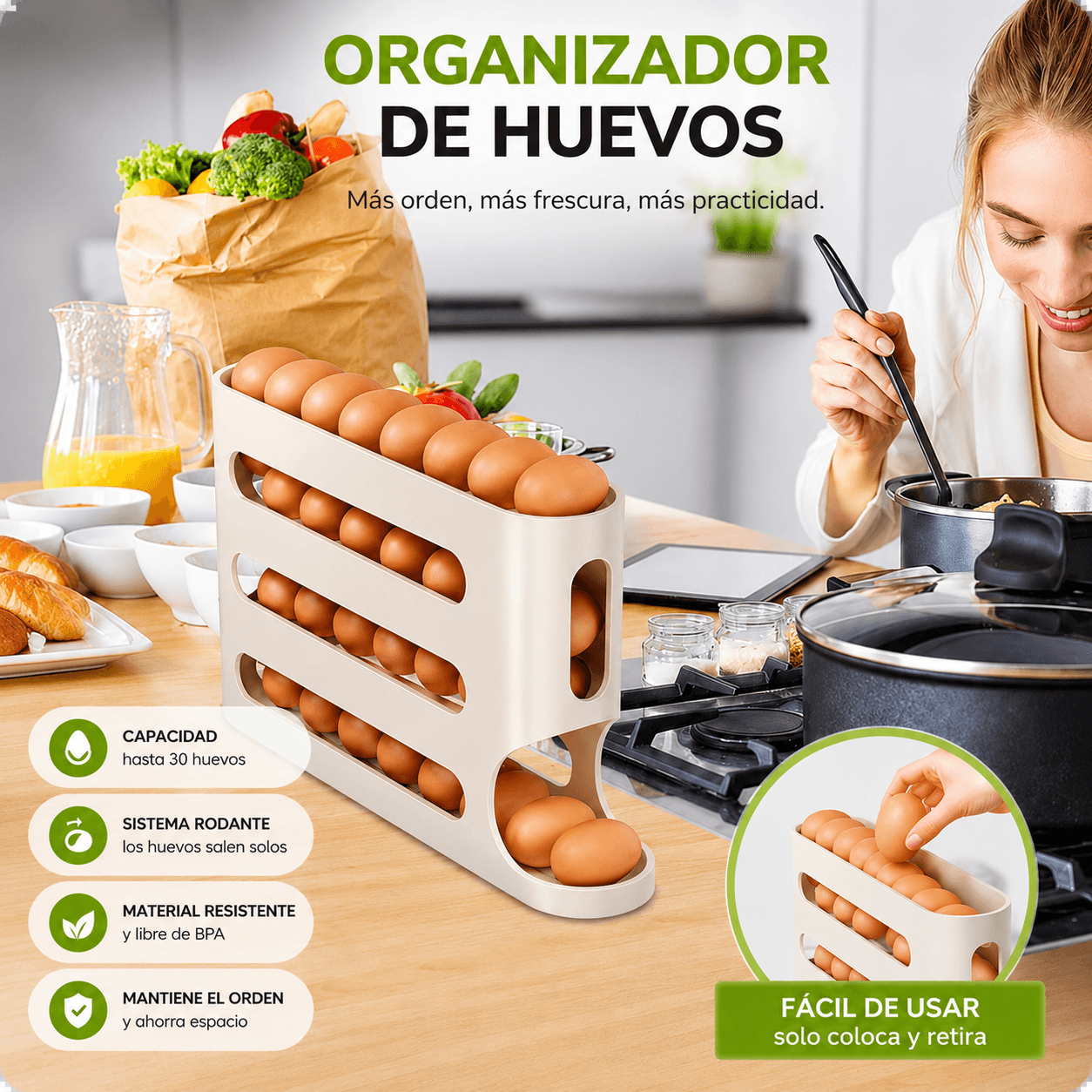 DISPENSADOR DE HUEVOS 4 NIVELES